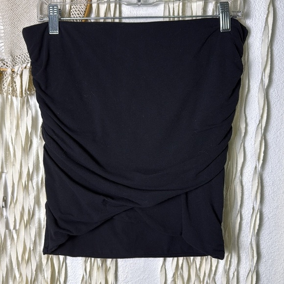James Perse Black Wrap Style Pull On Cotton Blend Mini Skirt Size 3/Large - Picture 3 of 11